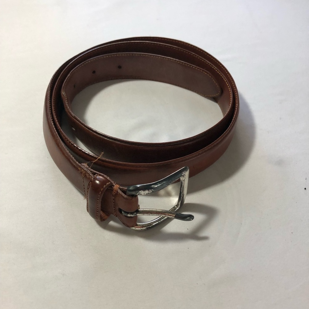 Polo Ralph Lauren vegetable tanned saddle leather cognac belt brass buckle 40
